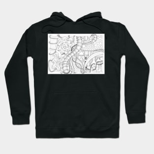 Illustration hand draw with science theme greyscale monochrome Hoodie